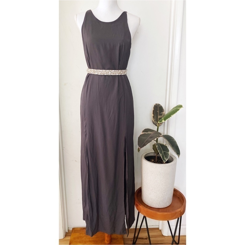 Pink Stitch Double Slits Cutout Back Maxi Dress 4​​​​​​